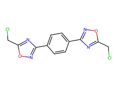 5-(CHLOROMETHYL)-3-(4-[5-(CHLOROMETHYL)-1,2,4-OXADIAZOL-3-YL]PHENYL)-1,2,4-OXADIAZOLE structure