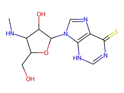 9-[3-hydroxy-5-(hydroxymethyl)-4-(methylamino)oxolan-2-yl]-3H-purine-6-thione structure