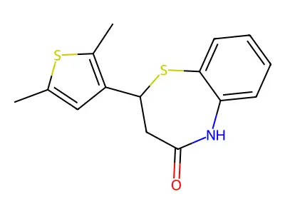 2-(2,5-Dimethyl-3-thienyl)-2,3-dihydro-1,5-benzothiazepin-4(5H)-one structure