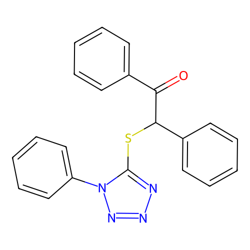 1,2-Diphenyl-2-(1-phenyl(1,2,3,4-tetraazol-5-ylthio))ethan-1-one structure