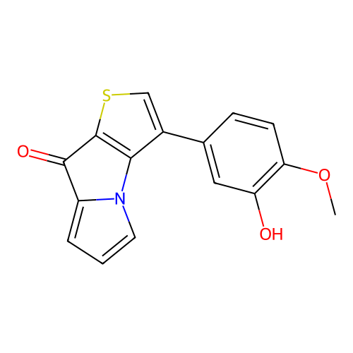 3-(3-hydroxy-4-methoxyphenyl)-8H-thieno(2,3-b)pyrrolizin-8-one structure