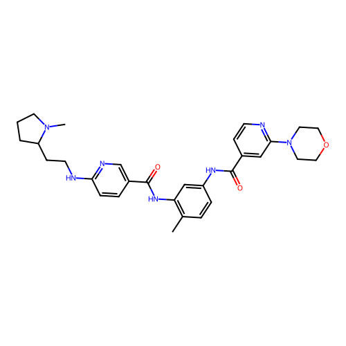 4-Pyridinecarboxamide, N-[4-methyl-3-[[[6-[[2-(1-methyl-2-pyrrolidinyl)ethyl]amino]-3-pyridinyl]carbonyl]amino]phenyl]-2-(4-morpholinyl)- structure