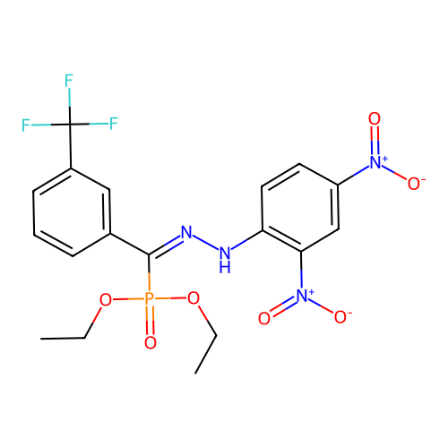 N-[(Z)-[diethoxyphosphoryl-[3-(trifluoromethyl)phenyl]methylidene]amino]-2,4-dinitroaniline structure