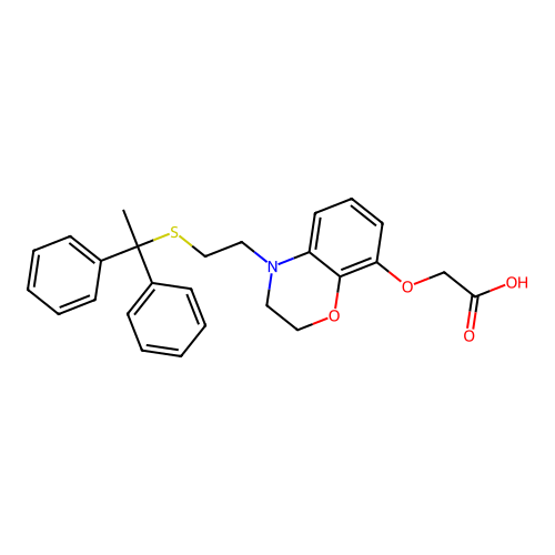 (4-(2-(1,1-diphenylethylthio)ethyl)-3,4-dihydro-2H-1,4-benzoxazin-8-yloxy)acetic acid structure