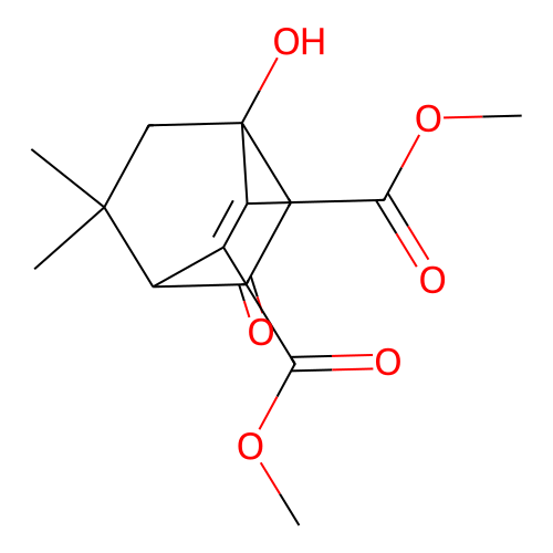 Bicyclo[2.2.2]oct-2-ene-2,3-dicarboxylic acid, 1-hydroxy-8,8-dimethyl-5-oxo-, dimethyl ester structure