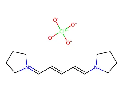 1-(5-Pyrrolidin-1-ium-1-ylidenepenta-1,3-dienyl)pyrrolidine perchlorate structure