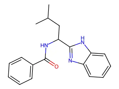 N-[1-(1H-benzimidazol-2-yl)-3-methylbutyl]benzamide structure