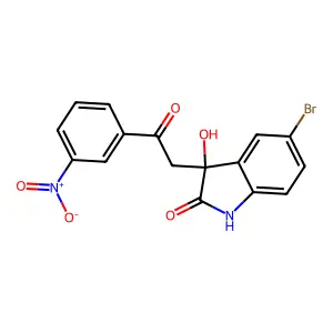 5-Bromo-1,3-dihydro-3-hydroxy-3-(2-(3-nitrophenyl)-2-oxoethyl)-2H-indol-2-one structure