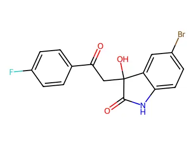 5-bromo-3-[2-(4-fluorophenyl)-2-oxoethyl]-3-hydroxy-1,3-dihydro-2H-indol-2-one structure