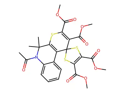 TETRAMETHYL 6'-ACETYL-5',5'-DIMETHYL-5',6'-DIHYDROSPIRO[[1,3]DITHIOLE-2,1'-THIOPYRANO[2,3-C]QUINOLINE]-2',3',4,5-TETRACARBOXYLATE structure