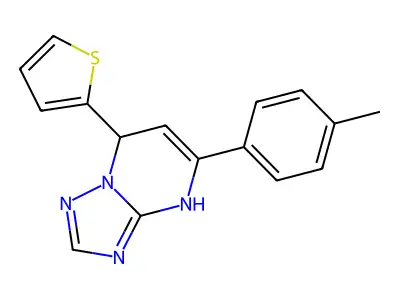 5-(4-methylphenyl)-7-(thiophen-2-yl)-4H,7H-[1,2,4]triazolo[1,5-a]pyrimidine structure
