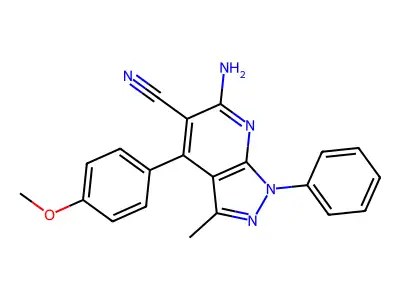 6-amino-4-(4-methoxyphenyl)-3-methyl-1-phenyl-1H-pyrazolo[3,4-b]pyridine-5-carbonitrile structure