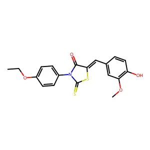 (5Z)-3-(4-ethoxyphenyl)-5-(4-hydroxy-3-methoxybenzylidene)-2-thioxo-1,3-thiazolidin-4-one structure