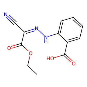 Benzoic acid, 2-[(1-cyano-2-ethoxy-2-oxoethylidene)hydrazino]- structure