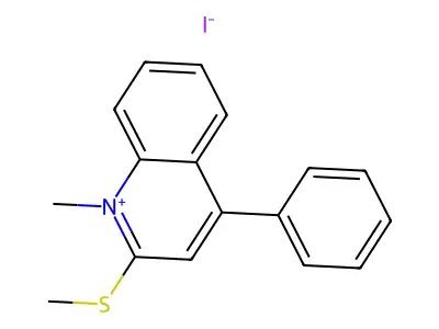 Quinolinium, 1-methyl-2-(methylthio)-4-phenyl-, iodide structure