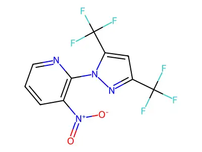 2-[3,5-bis(trifluoromethyl)-1H-pyrazol-1-yl]-3-nitropyridine structure