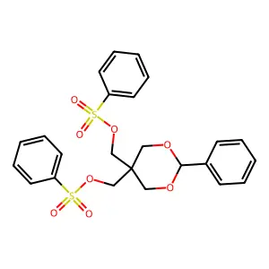 [5-(Benzenesulfonyloxymethyl)-2-phenyl-1,3-dioxan-5-yl]methyl benzenesulfonate structure