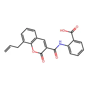 2-[2-oxo-8-(prop-2-en-1-yl)-2H-chromene-3-amido]benzoic acid structure