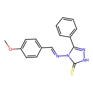 4-{[(4-methoxyphenyl)methylidene]amino}-5-phenyl-4H-1,2,4-triazole-3-thiol structure