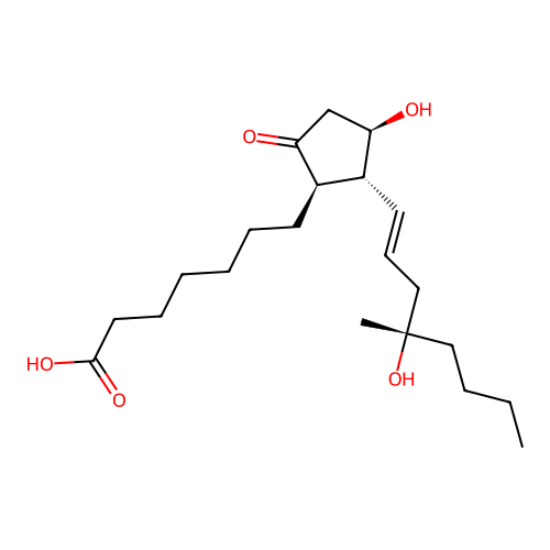 (11alpha,12alpha,13E,16S)-11,16-dihydroxy-16-methyl-9-oxoprost-13-en-1-oic acid structure