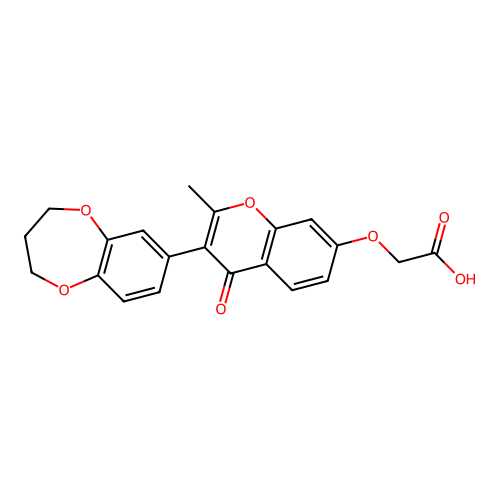 {[3-(3,4-dihydro-2H-1,5-benzodioxepin-7-yl)-2-methyl-4-oxo-4H-chromen-7-yl]oxy}acetic acid structure
