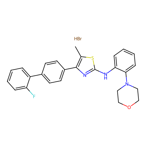 4-[4-(2-fluorophenyl)phenyl]-5-methyl-N-(2-morpholin-4-ylphenyl)-1,3-thiazol-2-amine Hydrobromide structure