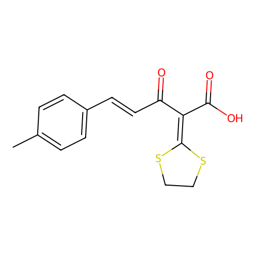2-[1,3]Dithiolan-2-ylidene-3-oxo-5-p-tolyl-pent-4-enoic acid structure