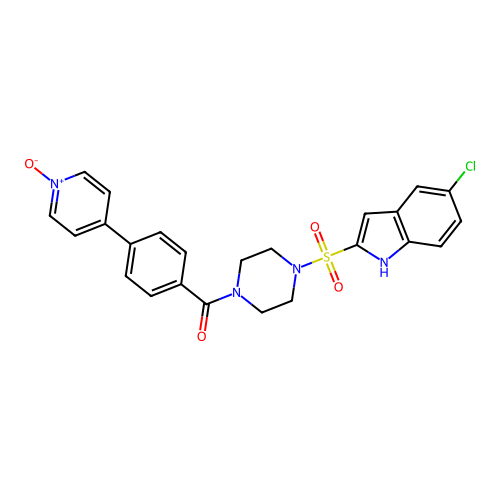 4-{4-[4-(5-chloroindol-2-ylsulfonyl)piperazine-1-carbonyl]phenyl}pyridine-1-oxide structure
