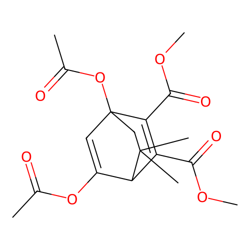 Dimethyl 1,5-bis(acetyloxy)-8,8-dimethylbicyclo[2.2.2]octa-2,5-diene-2,3-dicarboxylate structure