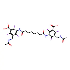 Benzoic acid, 3,3'-(suberoyldiimino)bis(5-(acetamidomethyl)-2,4,6-triiodo- structure