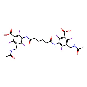 Benzoic acid, 3,3'-(adipoyldiimino)bis(5-(acetamidomethyl)-2,4,6-triiodo- structure