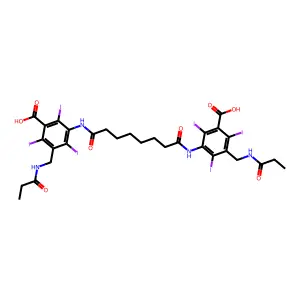 Benzoic acid, 3,3'-(suberoyldiimino)bis(5-(propionamidomethyl)-2,4,6-triiodo- structure