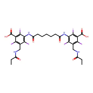 Benzoic acid, 3,3'-(pimeloyldiimino)bis(5-(propionamidomethyl)-2,4,6-triiodo- structure