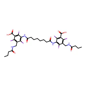 Benzoic acid, 3,3'-(suberoyldiimino)bis(5-(butyramidomethyl)-2,4,6-triiodo- structure