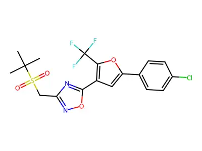 5-[5-(4-Chlorophenyl)-2-(trifluoromethyl)-3-furanyl]-3-[[(1,1-dimethylethyl)sulfonyl]methyl]-1,2,4-oxadiazole structure