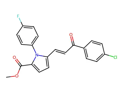methyl 5-[3-(4-chlorophenyl)-3-oxo-1-propenyl]-1-(4-fluorophenyl)-1H-2-pyrrolecarboxylate structure