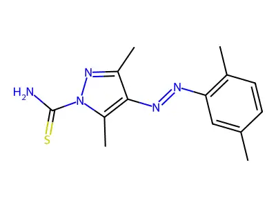 4-[(2,5-Dimethylphenyl)diazenyl]-3,5-dimethylpyrazole-1-carbothioamide structure