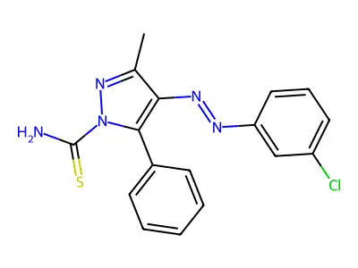 4-[(3-Chlorophenyl)diazenyl]-3-methyl-5-phenylpyrazole-1-carbothioamide structure