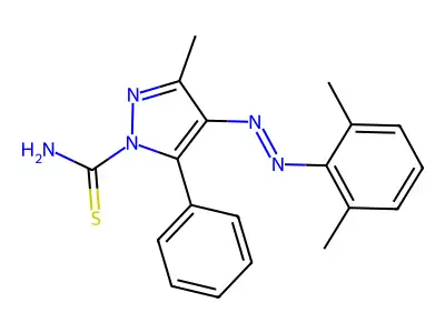 4-[(2,6-Dimethylphenyl)diazenyl]-3-methyl-5-phenylpyrazole-1-carbothioamide structure