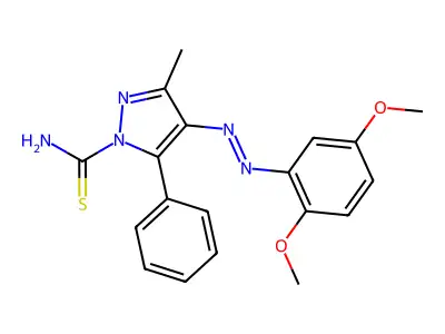 4-[(2,5-Dimethoxyphenyl)diazenyl]-3-methyl-5-phenylpyrazole-1-carbothioamide structure
