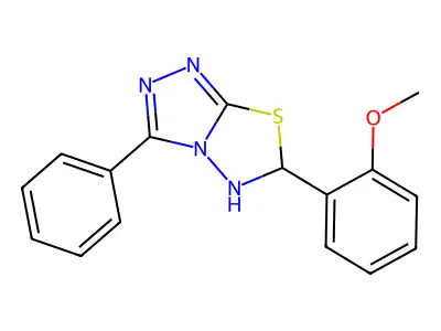6-(2-methoxyphenyl)-3-phenyl-5,6-dihydro-[1,2,4]triazolo[3,4-b][1,3,4]thiadiazole structure