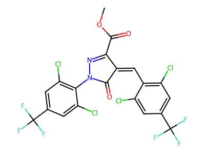 methyl 1-[2,6-dichloro-4-(trifluoromethyl)phenyl]-4-{[2,6-dichloro-4-(trifluoromethyl)phenyl]methylene}-5-oxo-4,5-dihydro-1H-pyrazole-3-carboxylate structure