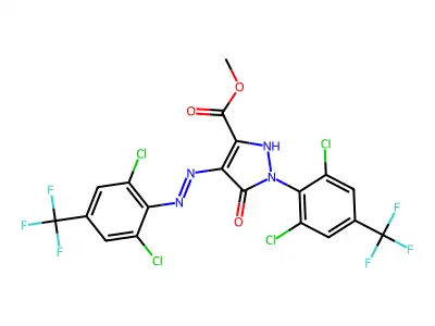 methyl 1-[2,6-dichloro-4-(trifluoromethyl)phenyl]-4-{2-[2,6-dichloro-4-(trifluoromethyl)phenyl]hydrazono}-5-oxo-4,5-dihydro-1H-pyrazole-3-carboxylate structure