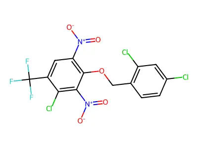 2-Chloro-4-[(2,4-dichlorobenzyl)oxy]-3,5-dinitro-1-(trifluoromethyl)benzene structure