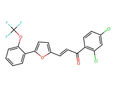 1-(2,4-dichlorophenyl)-3-{5-[2-(trifluoromethoxy)phenyl]-2-furyl}prop-2-en-1-one structure