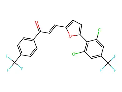 3-{5-[2,6-dichloro-4-(trifluoromethyl)phenyl]-2-furyl}-1-[4-(trifluoromethyl)phenyl]prop-2-en-1-one structure