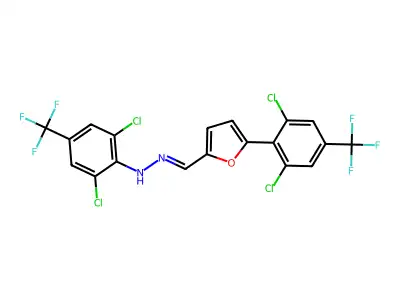 5-[2,6-dichloro-4-(trifluoromethyl)phenyl]-2-furaldehyde 2-[2,6-dichloro-4-(trifluoromethyl)phenyl]hydrazone structure