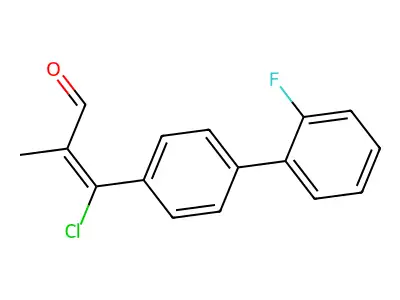 3-Chloro-3-(2'-fluoro[1,1'-biphenyl]-4-yl)-2-methylacrylaldehyde structure