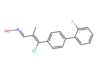 N-[3-chloro-3-[4-(2-fluorophenyl)phenyl]-2-methylprop-2-enylidene]hydroxylamine structure