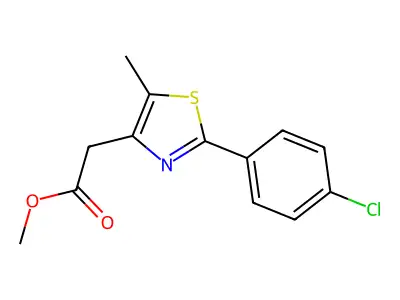 Methyl 2-(4-chlorophenyl)-5-methyl-4-thiazoleacetate structure